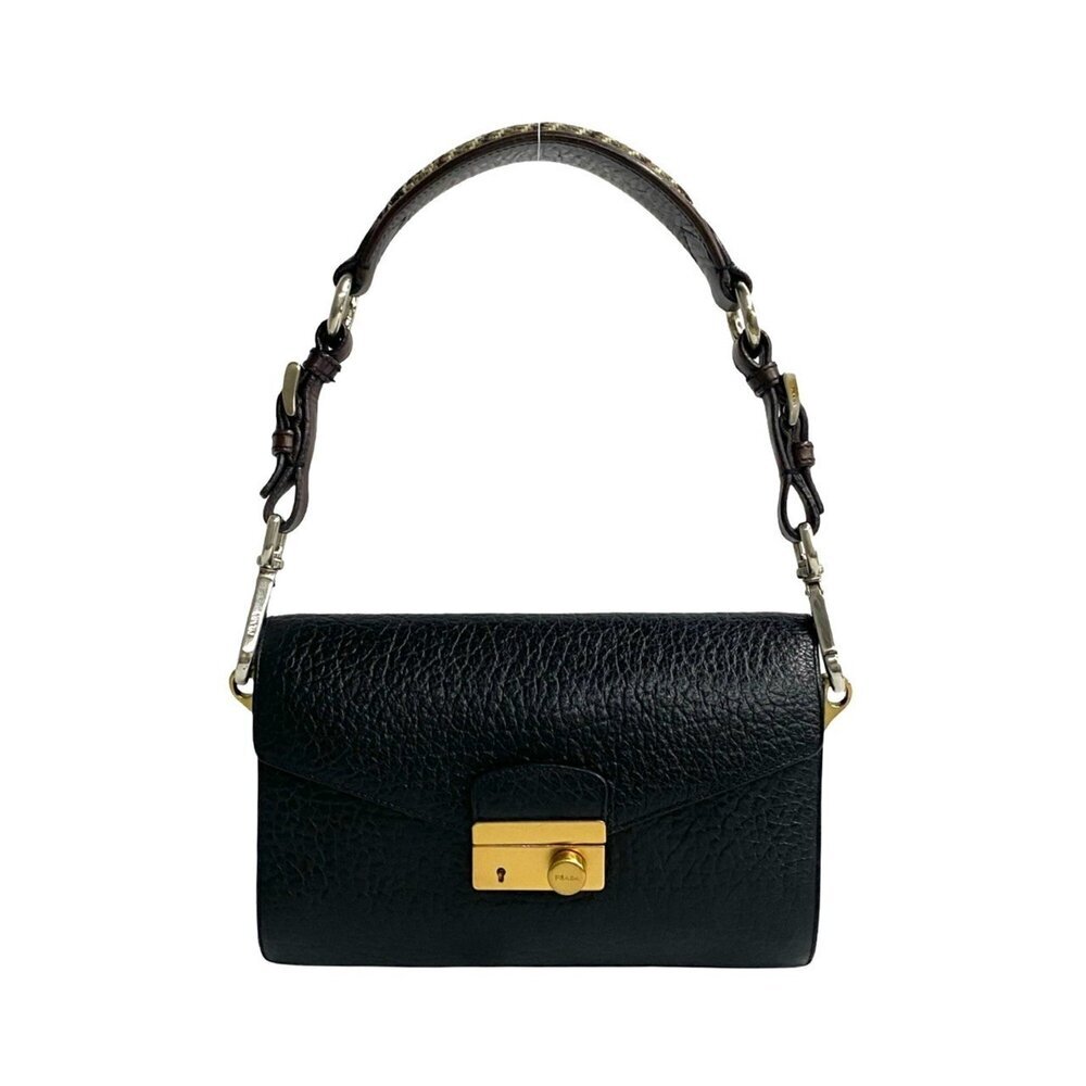 PRADA Black Leather Shoulder Bag - Picture 1 of 8